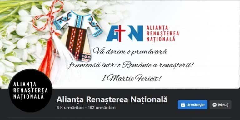 Pagina de Facebook Alianța pentru Renașterea Națională