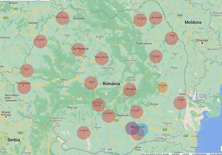 Localități cu filarmonici. București + orrchestre radio și Orchestra de tineret