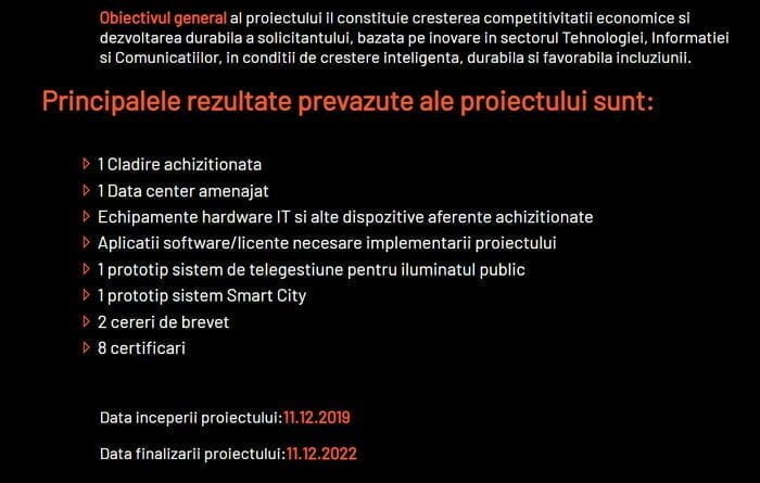 Descrierea proiectului, capitolul rezultate previzionate Sursă: ReporterIS