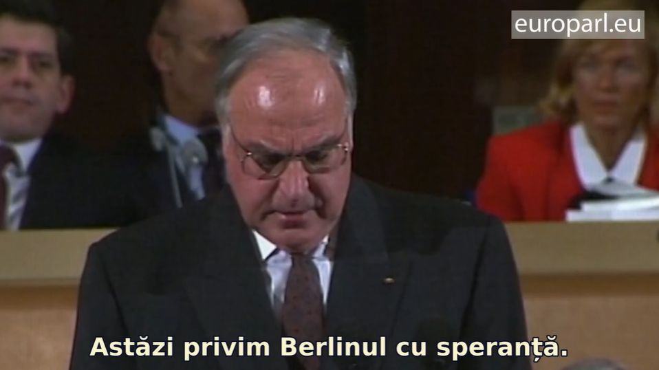 Cancelarul Germaniei de Vest, Helmut Kohl - Captură Video Parlamentul European în România