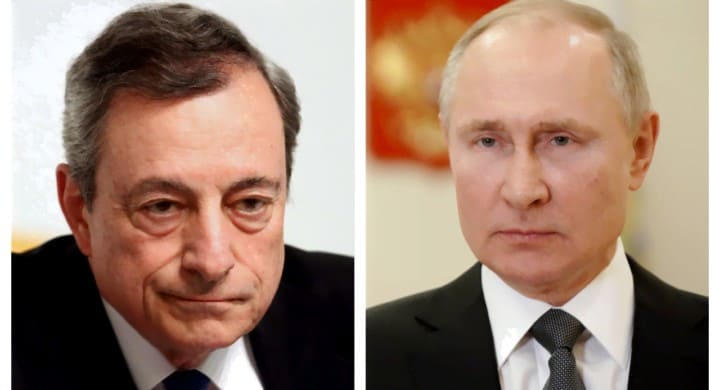 Mario Draghi și Vladimir Putin. Foto: Formiche.net