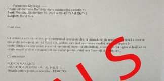 Mesaje transmise în numele Jandarmeriei Române, primite de cetățeni pe e-mail: „Vă rugăm să luați act de citația atașată și să ne contactați cât mai curând posibil, altfel vom fi nevoiți să vă arestăm”