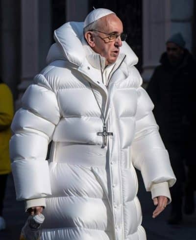 Papa Francisc, într-o haină Balenciaga. O imagine falsă, creată de AI