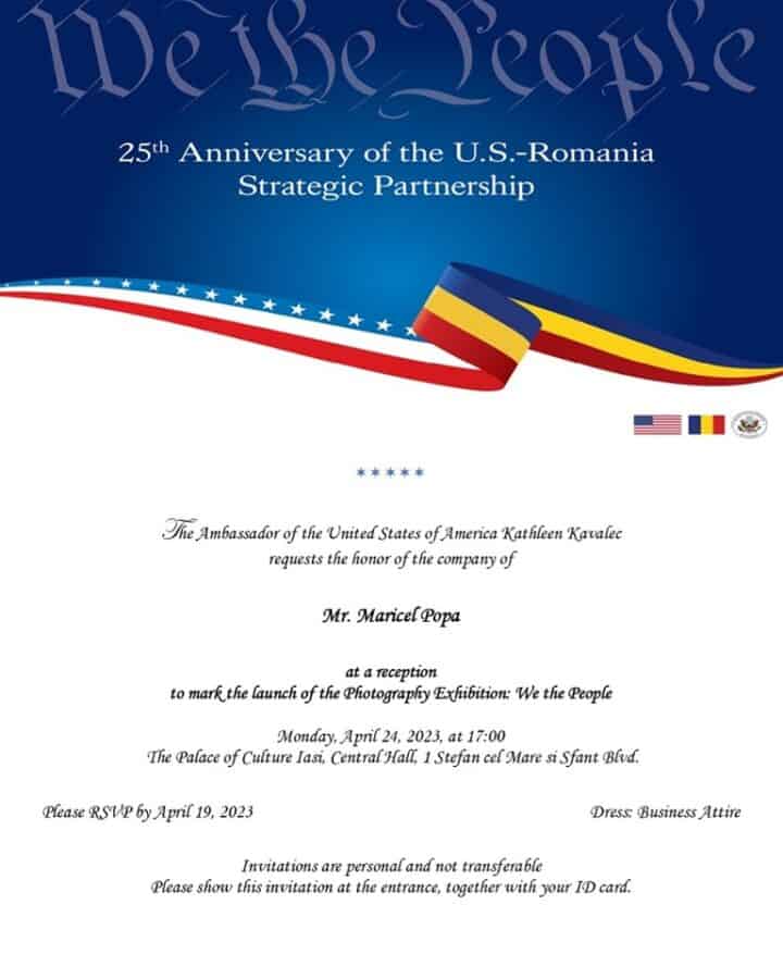 Postarea PSD, cu invitația adresată de Ambasada SUA liderului din Iași, Maricel Popa
