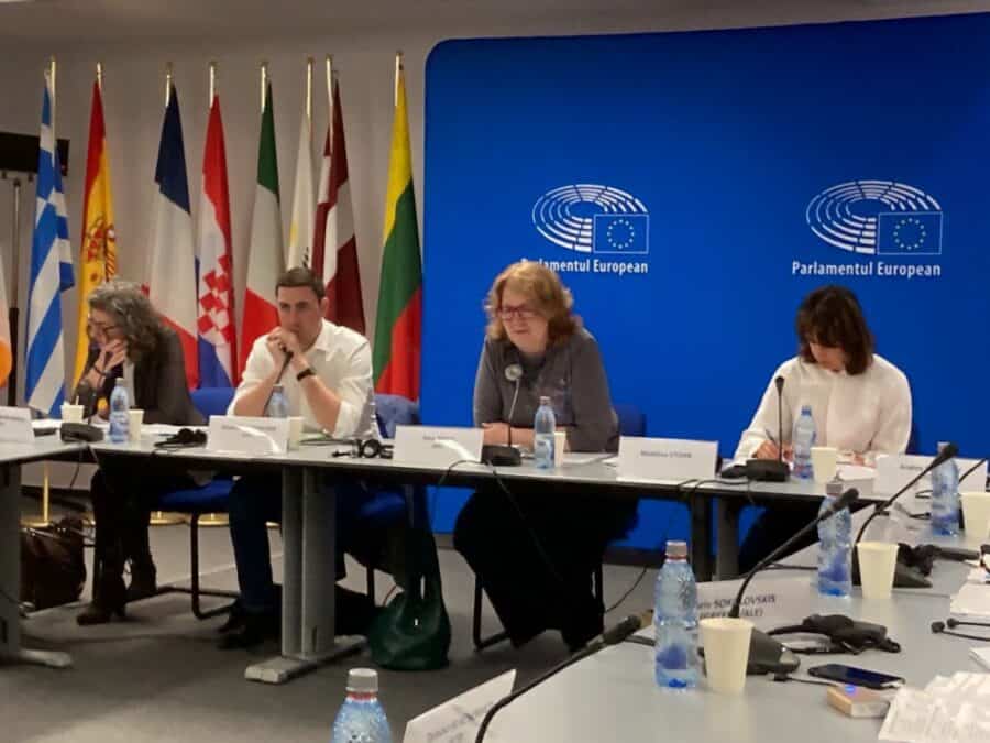 Foto: Reprezentanța Uniunii Europene din București, unde delegații PETI din Parlamentul European s-au întâlnit cu părțile interesate din afara Ministerului Mediului, luni, 15 mai 2023. Foto: Crina Boroș
