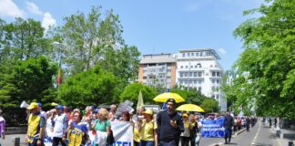 Protestul profesorilor, în București. Foto FSE Spiru Haret