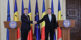 Klaus Iohannis, presedintele Romaniei, prezinta prim-ministrul desemnat la Palatul Cotroceni din Bucuresti, 13 iunie 2023. Inquam Photos / George Calin