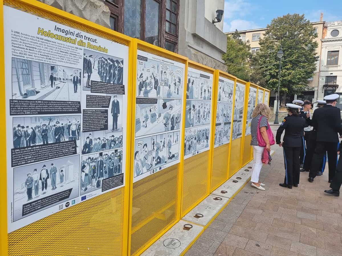 “Și aici, la Constanța, a fost Holocaust”. Expoziție de benzi desenate despre tragedia evreilor și romilor, în Piața Ovidiu