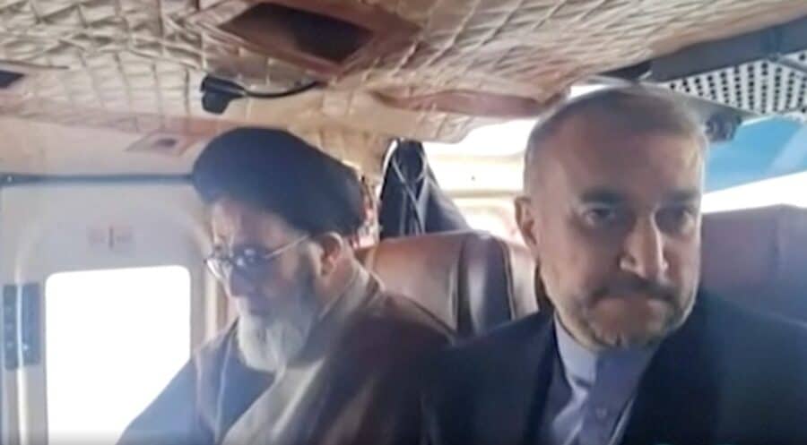 Ebrahim Raisi, în elicopter, înaintea prăbușirii. Captură de la televiziunea iraniană de stat
