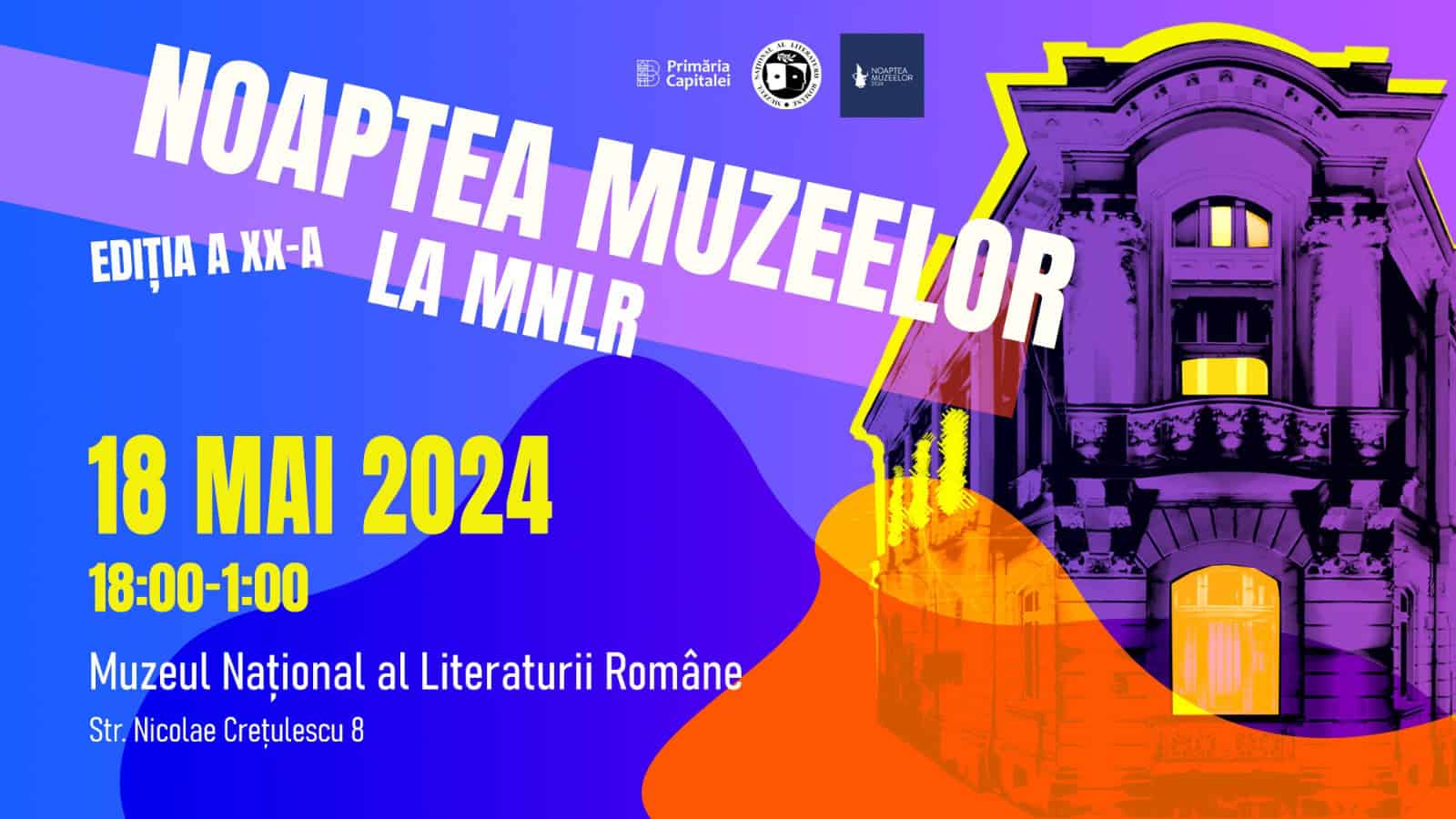 Noaptea muzeelor 2024: regal de evenimente la Muzeului Național al Literaturii Române. Ca în fiecare an, echipa Muzeului Național al Literaturii Române a pregătit un program bogat pentru „Noaptea muzeelor”.