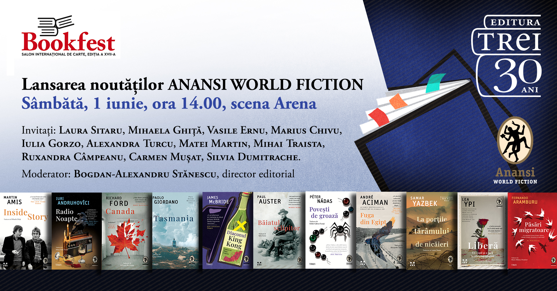 Anansi. World Fiction la Bookfest 2024. Autori de marcă din literatura universală se află în portofoliul Anansi. World Fiction în acest an.