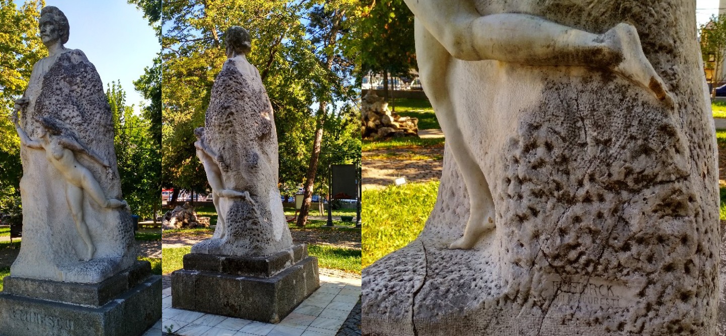 Statuia poetului Mihai Eminescu, lăsată de izbeliște. Parte a patrimoniului cultural național, soarta monumentului a fost lăsată la voia întâmplării de autorități.