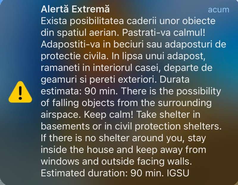 Un mesaj RO-Alert a alarmat populația din nordul județului Tulcea