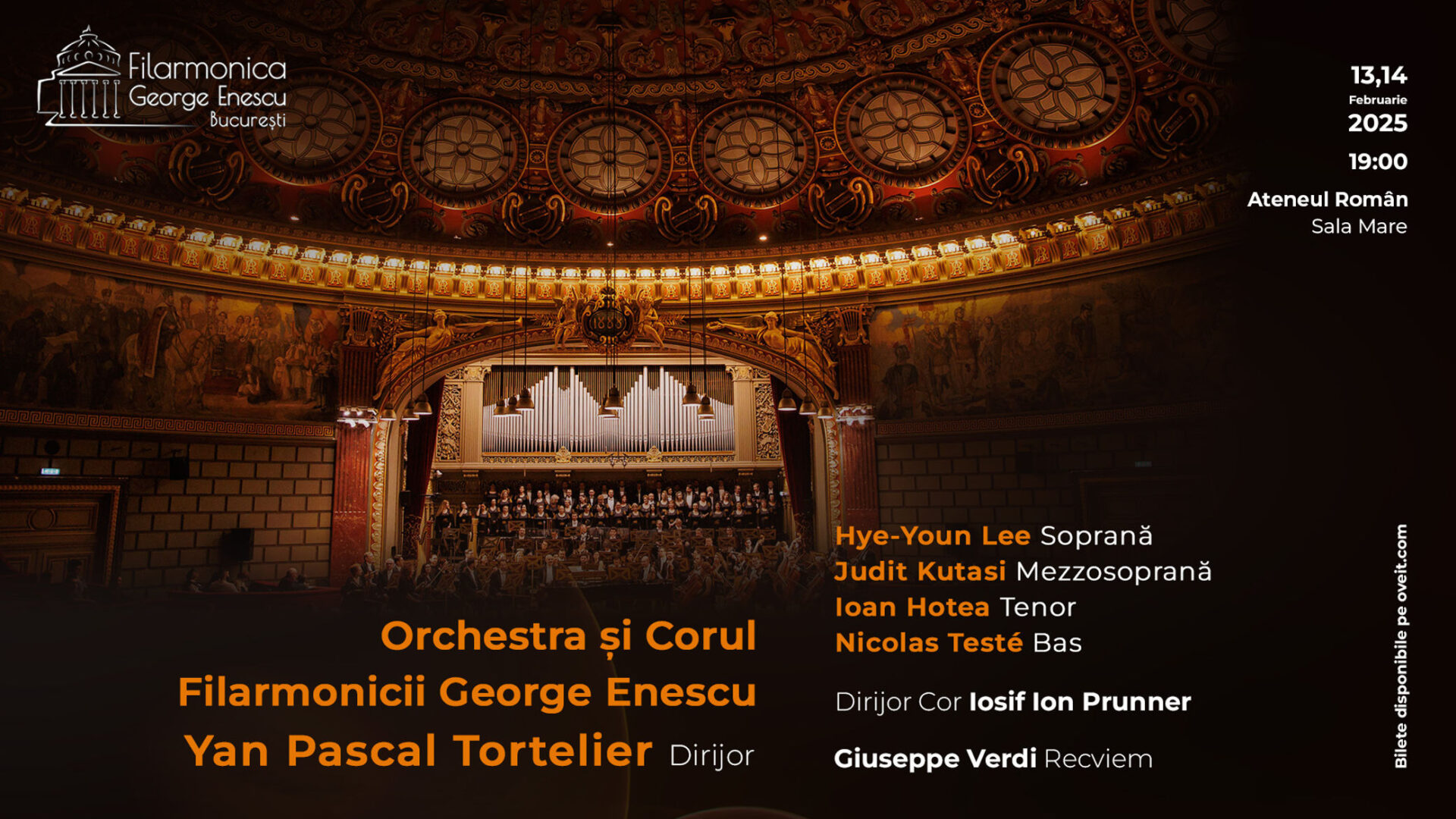 Recviemul de Verdi, la Filarmonica George Enescu, alături de faimosul dirijor Yan Pascal Tortelier și soliști de talie internațională, pe 13 și 14 februarie