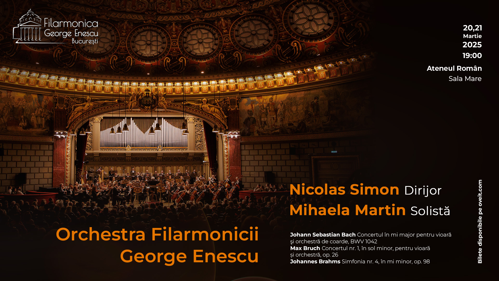 Filarmonica George Enescu sărbătorește Ziua Internațională a Muzicii Vechi cu două concerte simfonice de neratat. Invitați speciali: dirijorul Nicolas Simon și violonista Mihaela Martin